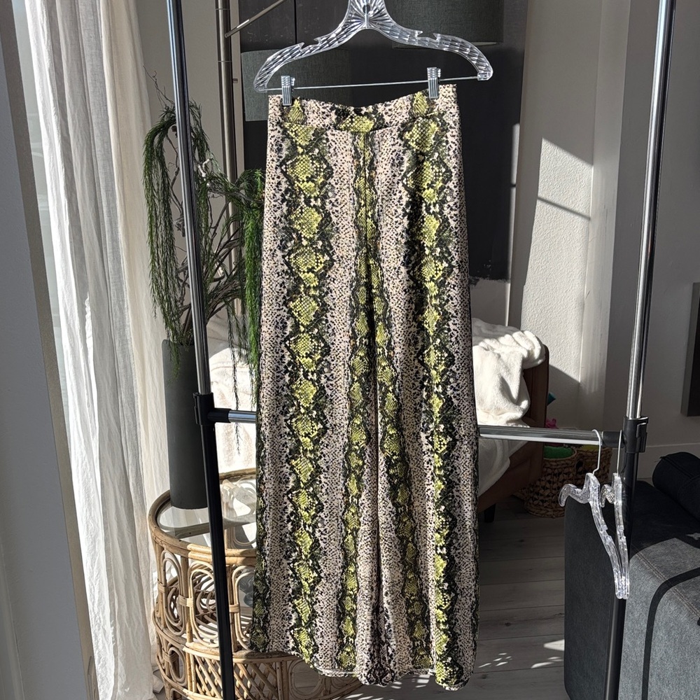 AFRM Multicolor Snakeskin Wide-Leg Trousers